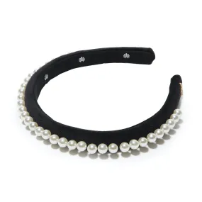 JET PEARL EMBELLISHED VELVET GIGI HEADBAND