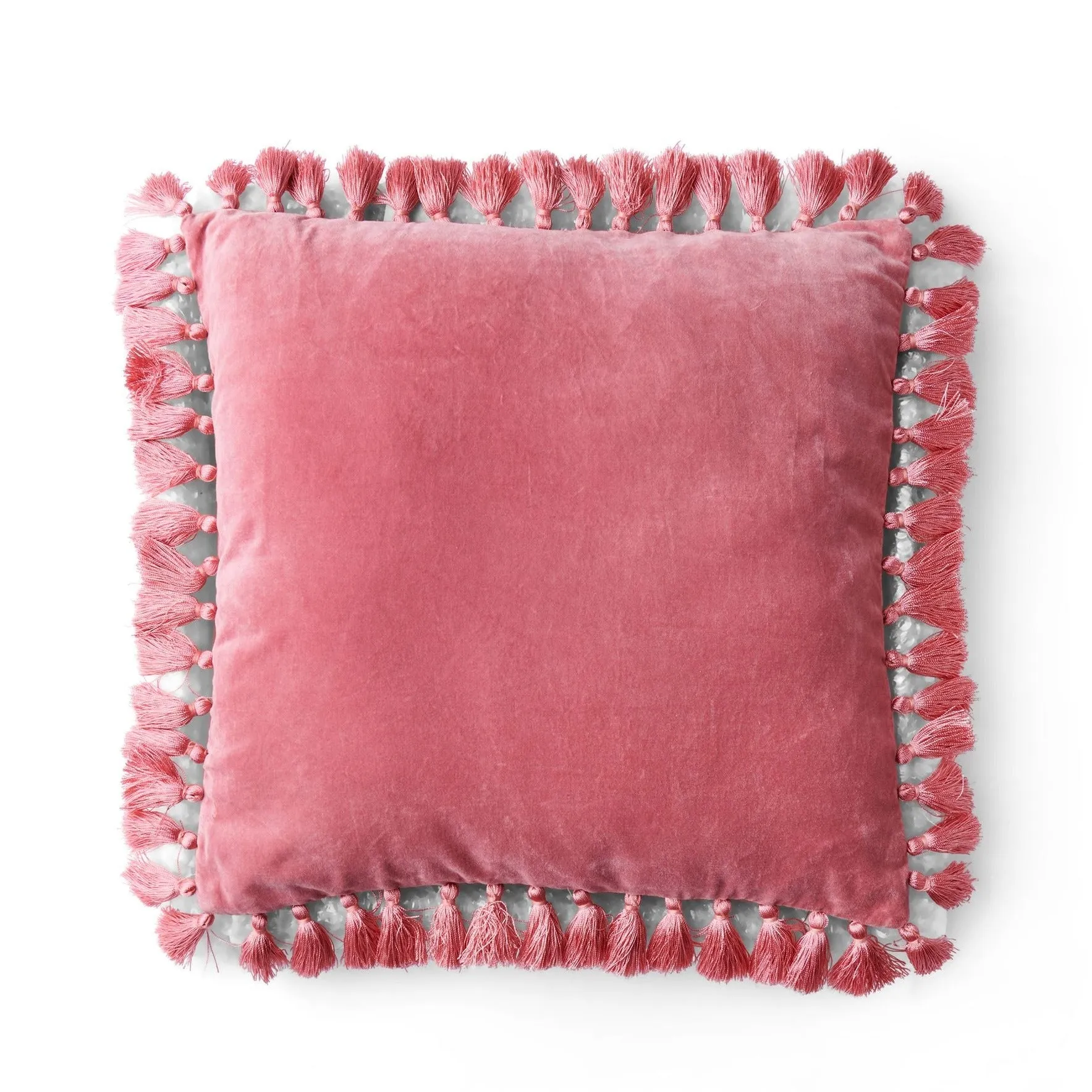 Kip and Co Dusty Rose Velvet Tassel Cushion