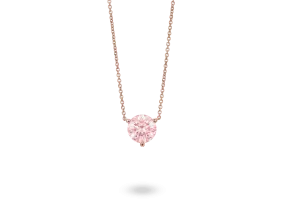 Lab-Grown Diamond 1ct. Round Brilliant Solitaire Pendant | Pink