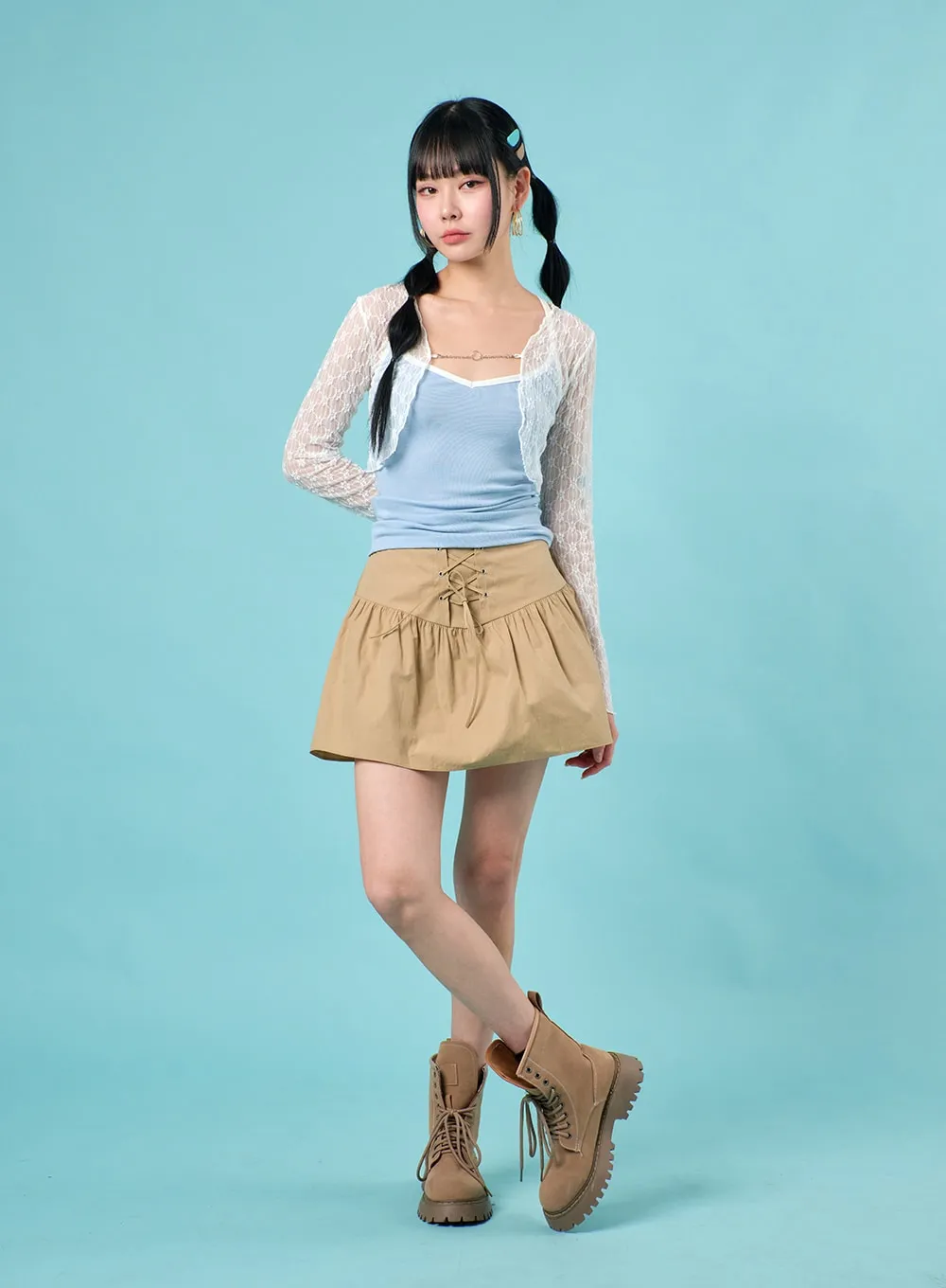 Lace-Up Mini Skirt IJ430