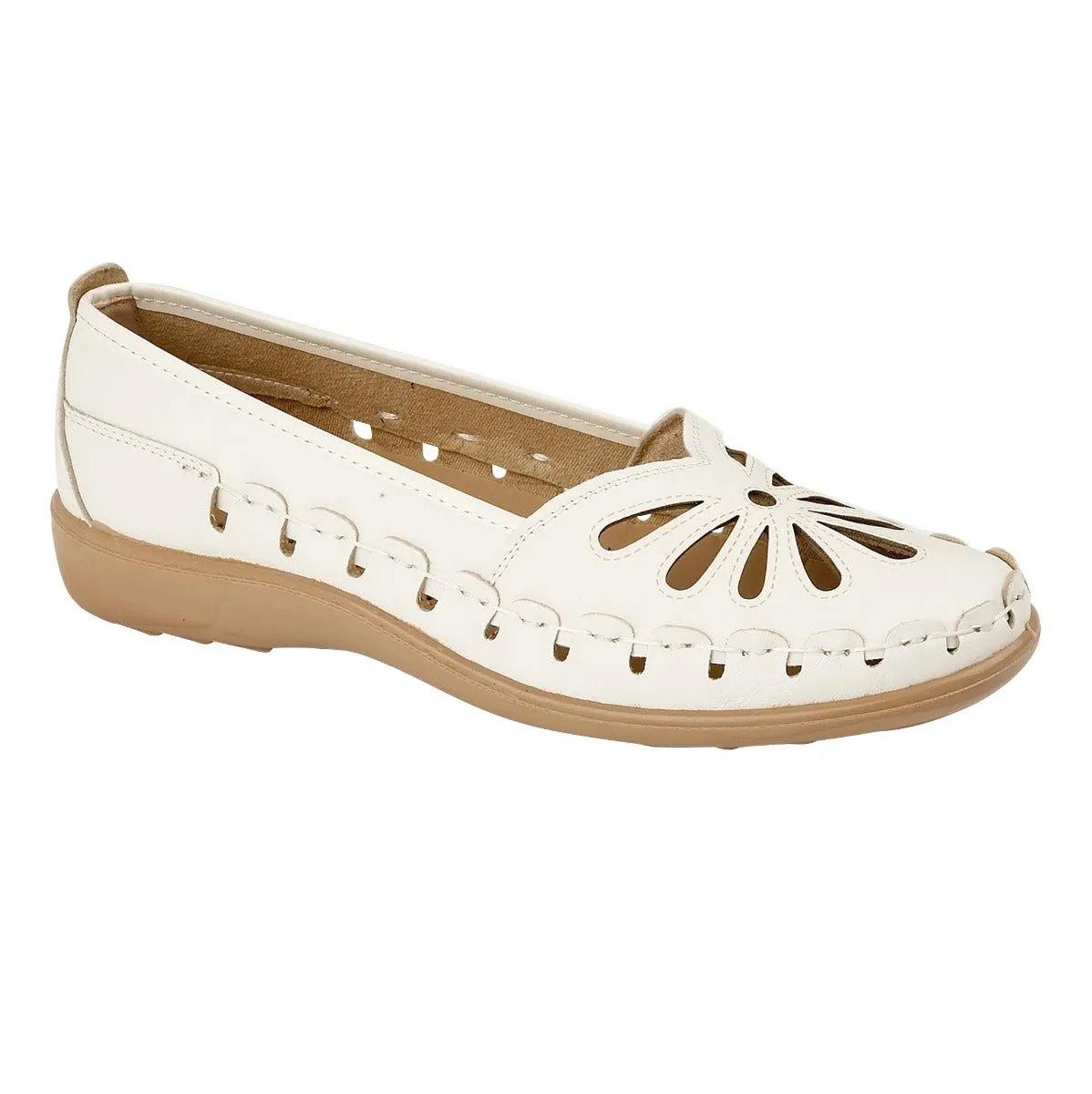 Ladies Slip On Shoes Palma White Lightweight Summer