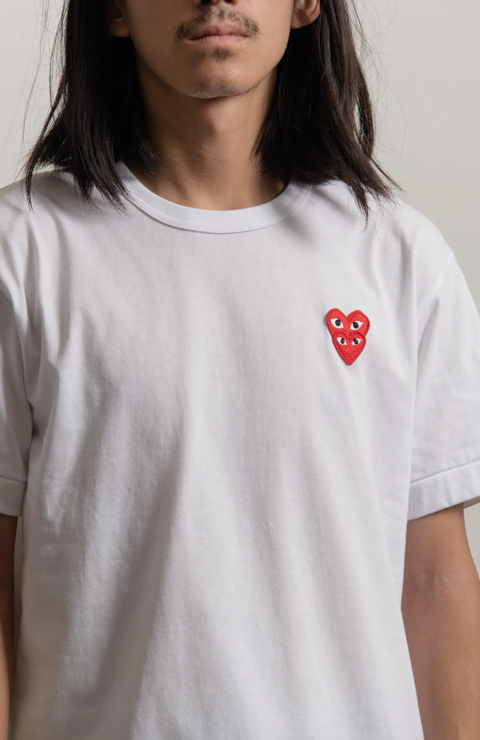 Layered Double Emblem Tee White/Red T288