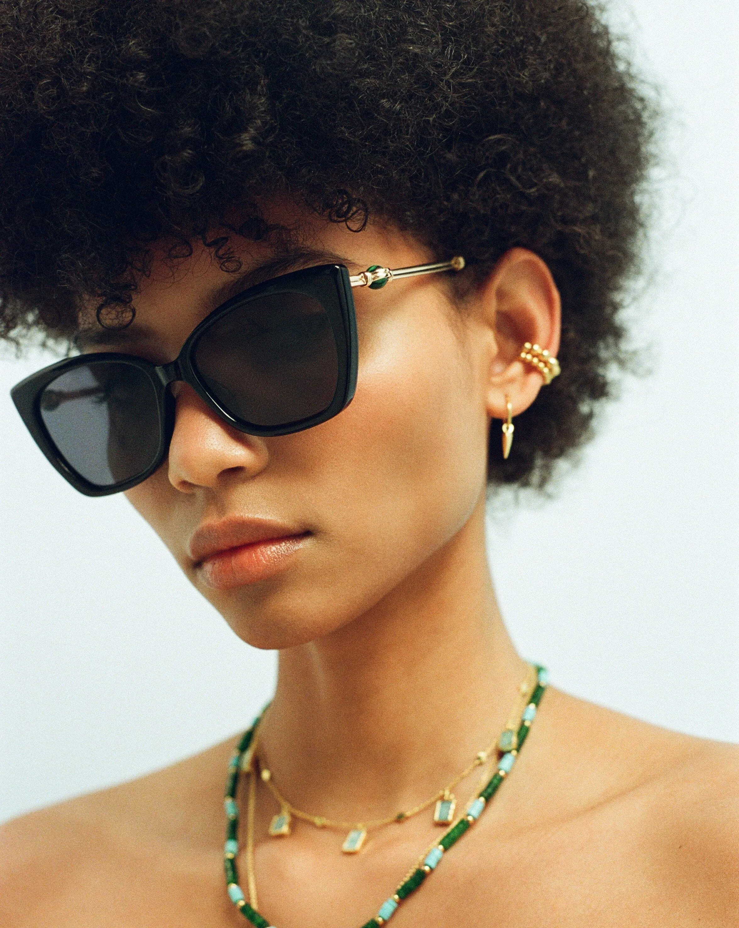 Le Specs Lyra Sphere Cat-Eye Sunglasses | Black/Malachite