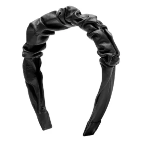 Leather hairband with wrinkle effect / 15128 - Black (Nero)