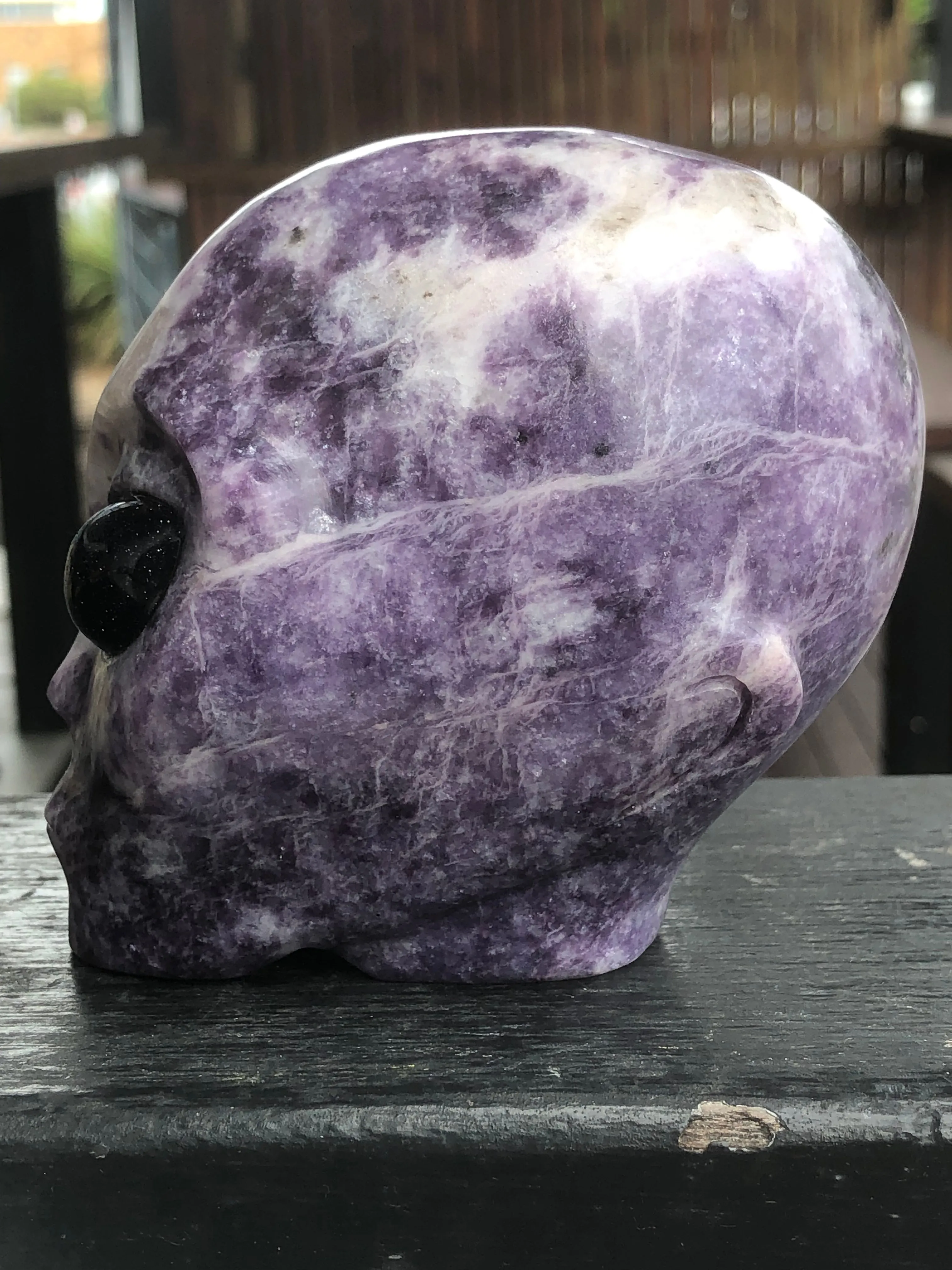 Lepidolite Alien with Purple Goldstone eyes [1k1467]