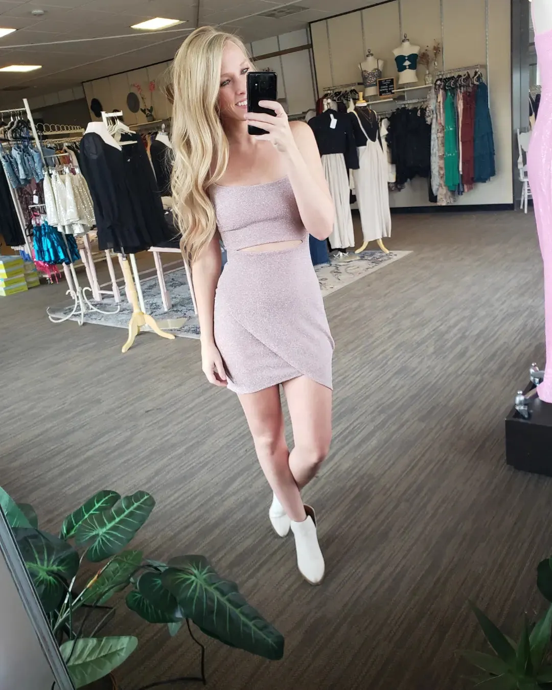 Light Pink Cut Out Mini Dress