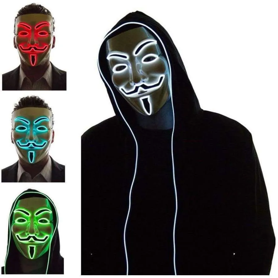 Light up Anonymous Mask - White