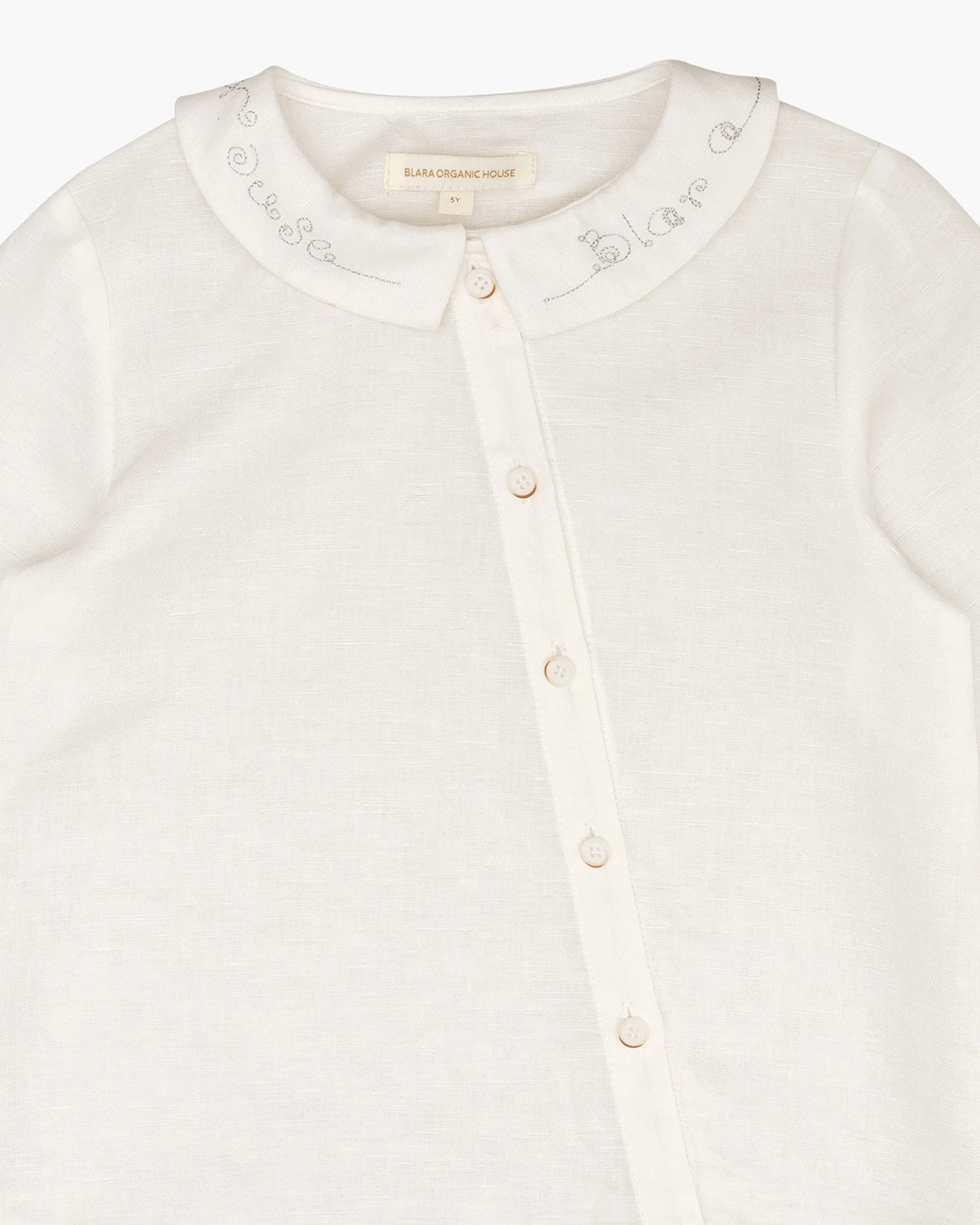 Linen Embroidery Collar Shirt