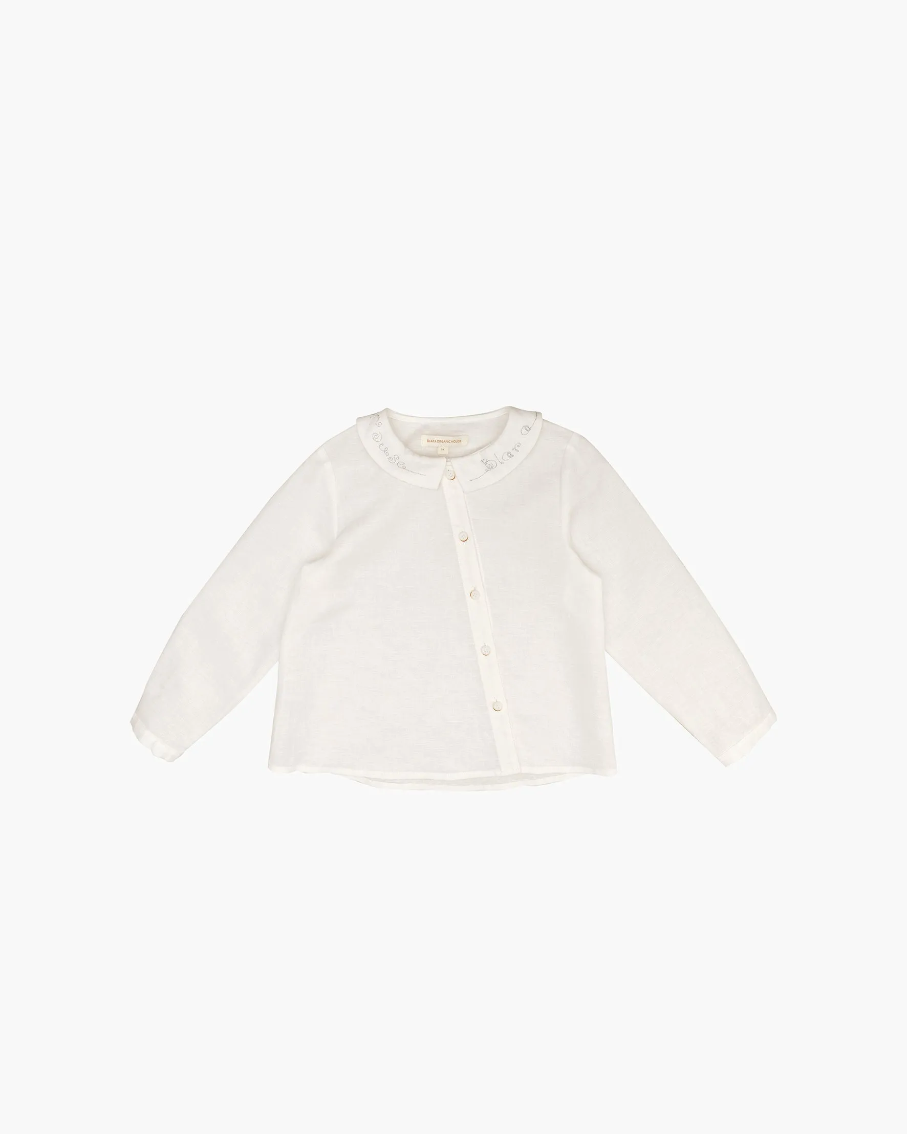 Linen Embroidery Collar Shirt