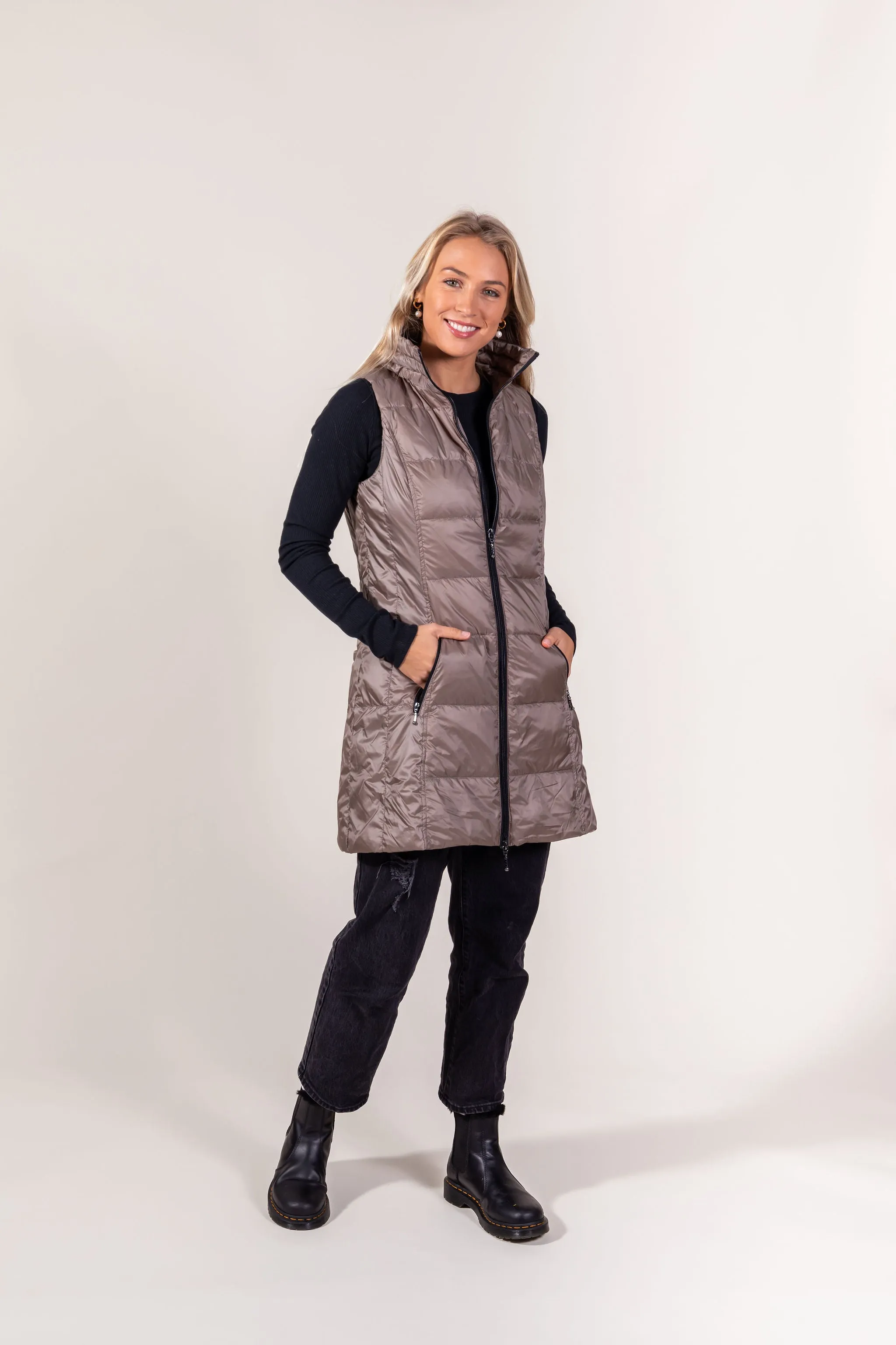 Long Metallic Down Vest