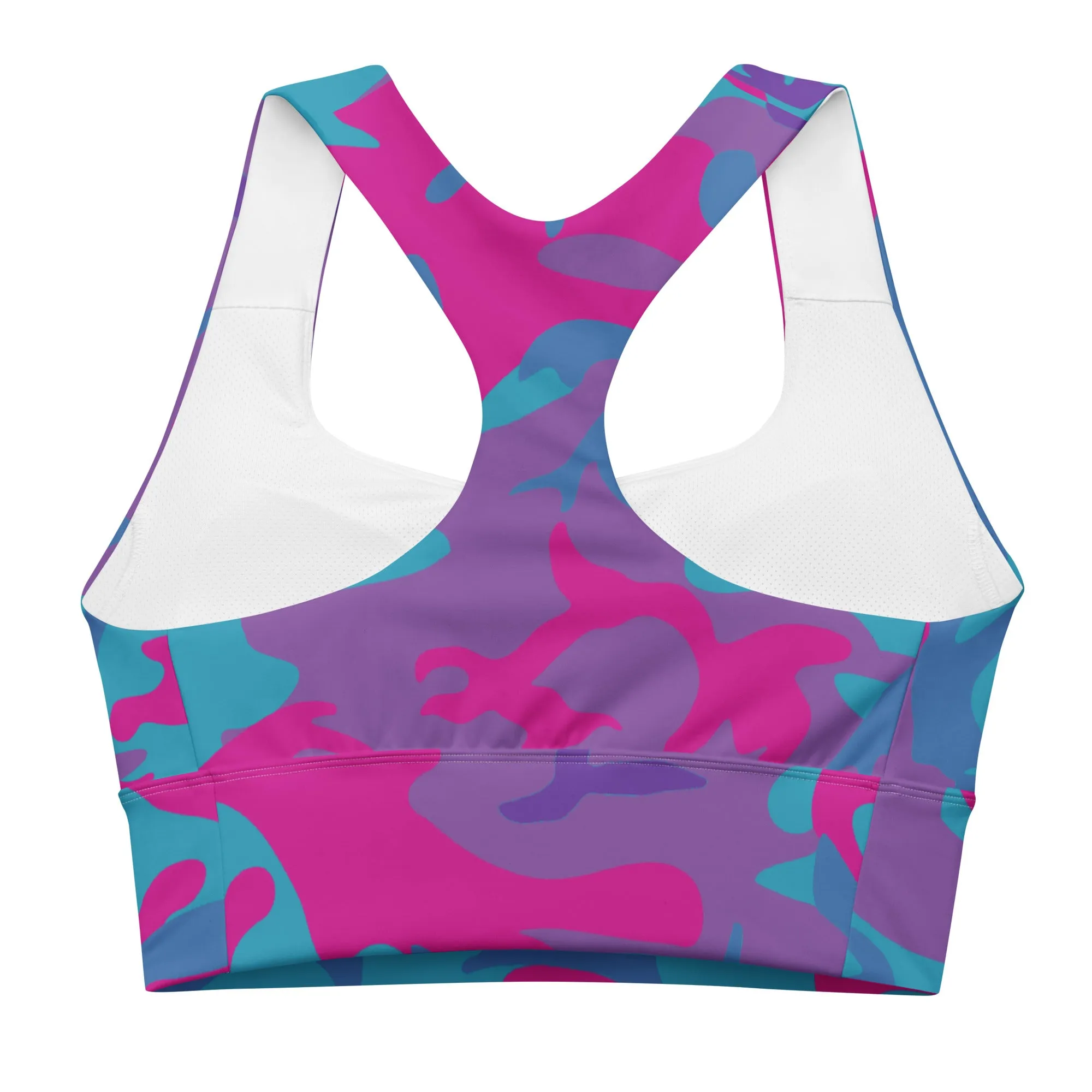 Longline sports bra Teal, Purple and Hot Pink