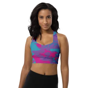 Longline sports bra Teal, Purple and Hot Pink