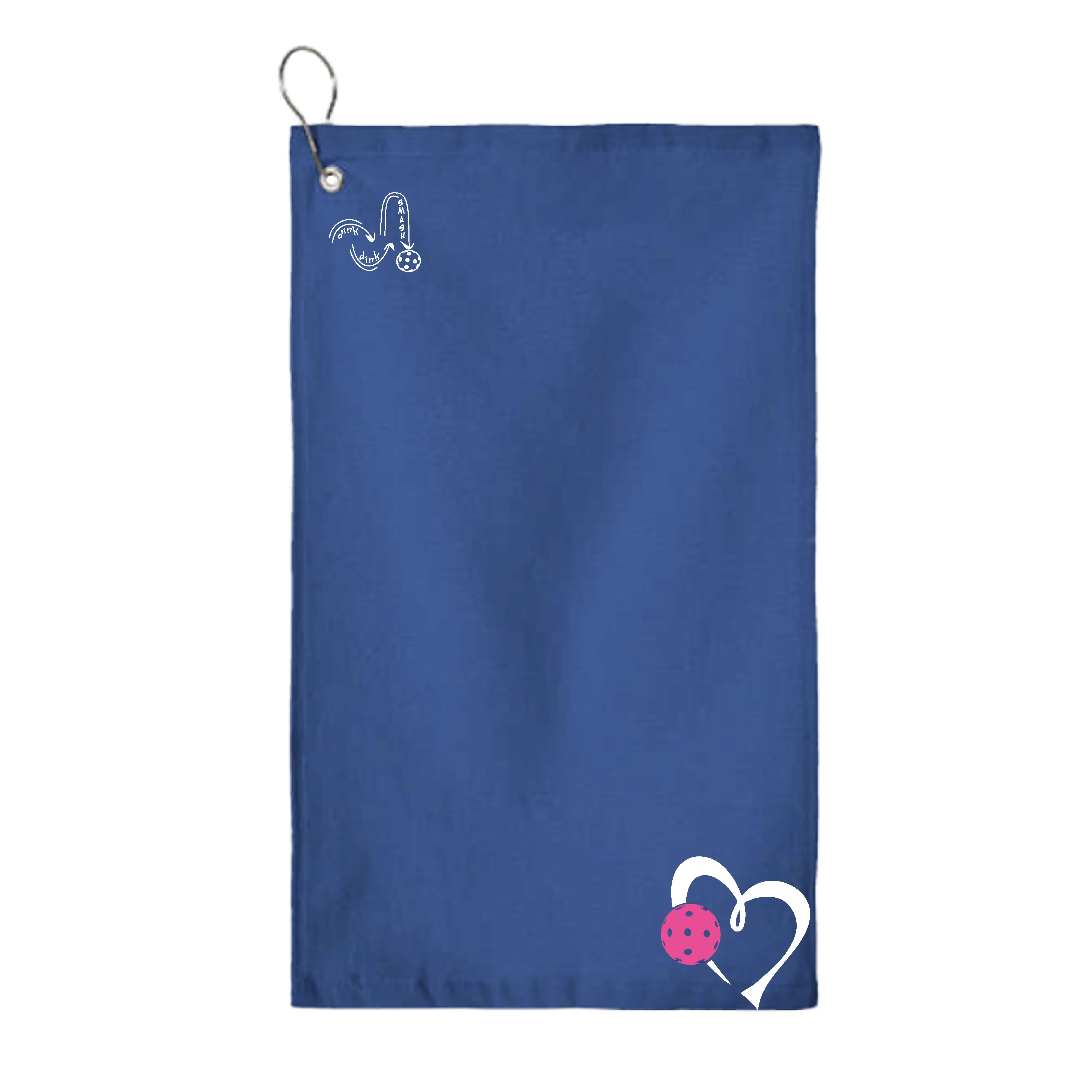 Love Pickleball Heart (Pink) | Pickleball Court Towels | Grommeted 100% Cotton Terry Velour