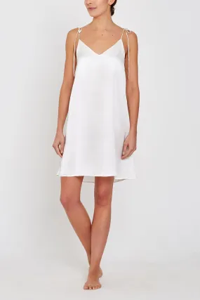 Lucia White Short Silk Nightdress