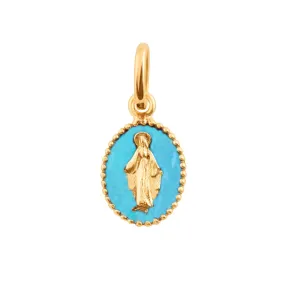 Madone Turquoise Resin pendant, Yellow gold