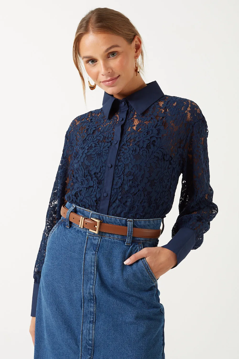 Marc Angelo Collared Lace Shirt