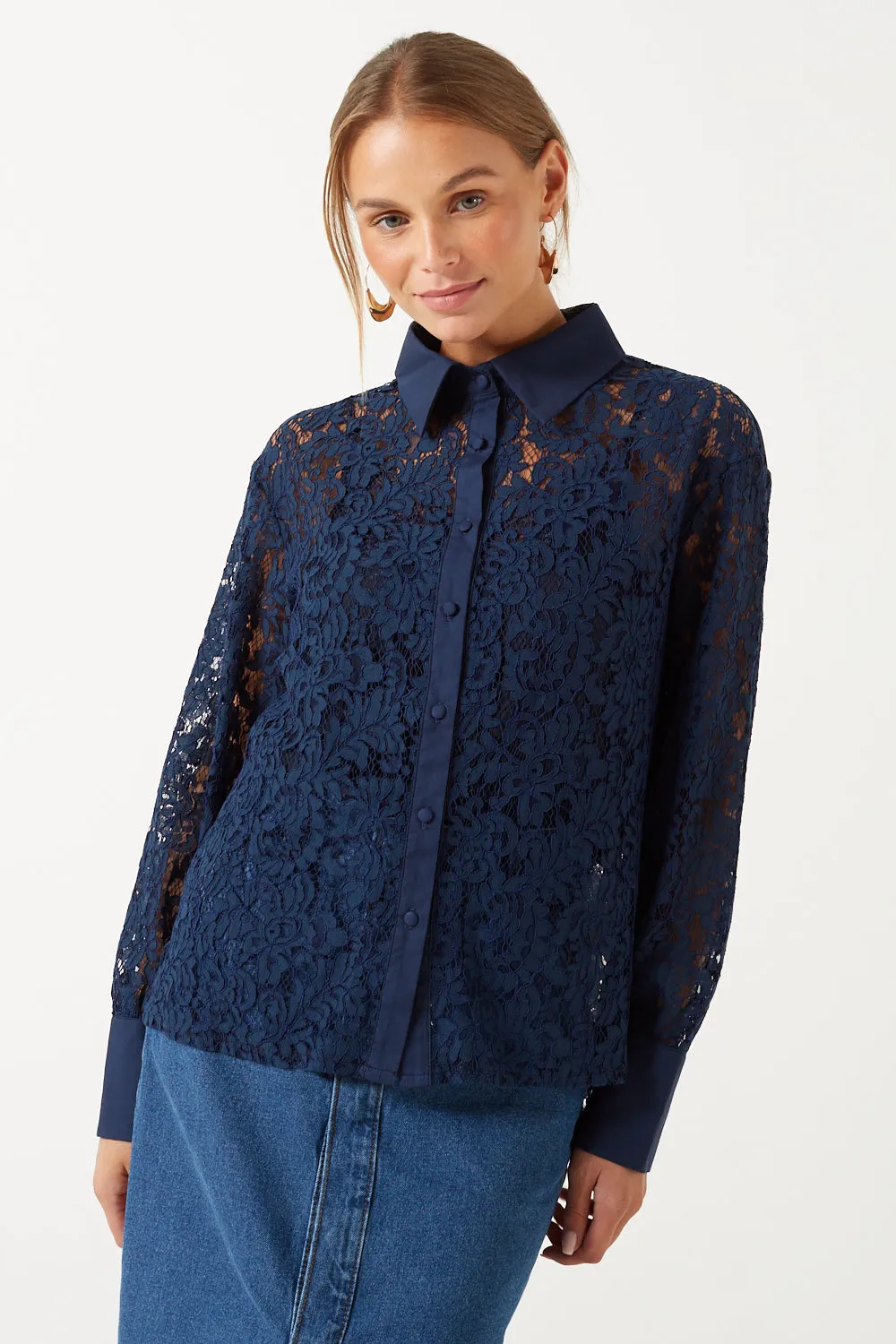 Marc Angelo Collared Lace Shirt