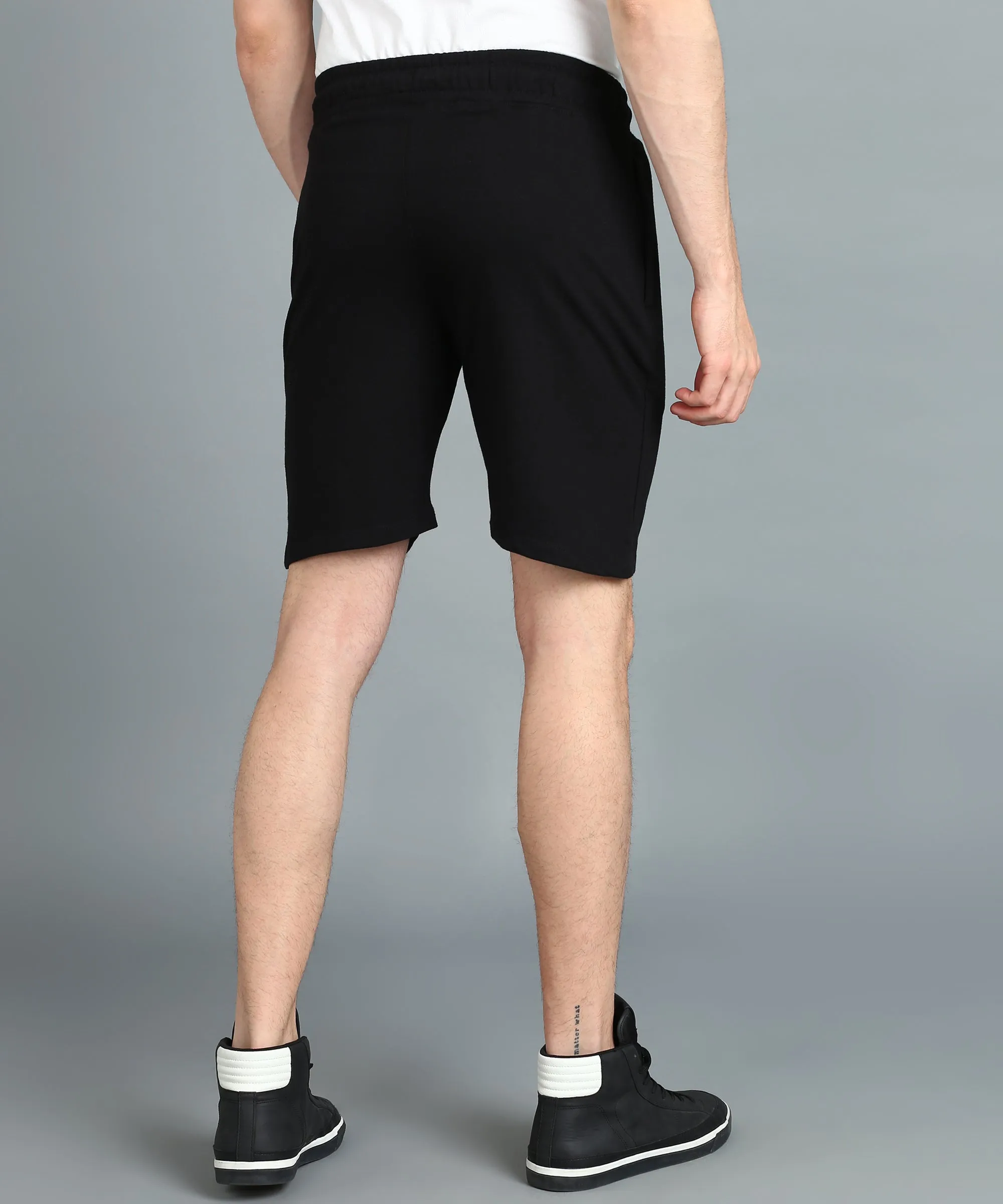 Men's Black Cotton Regular Shorts Stretchable