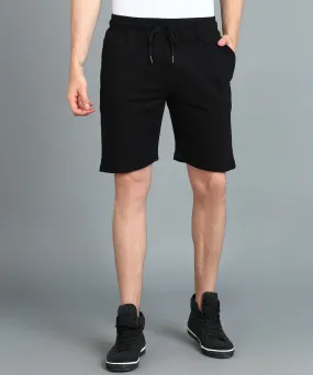 Men's Black Cotton Regular Shorts Stretchable