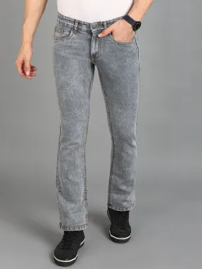 Men's Grey Washed Bootcut Jeans Stretchable