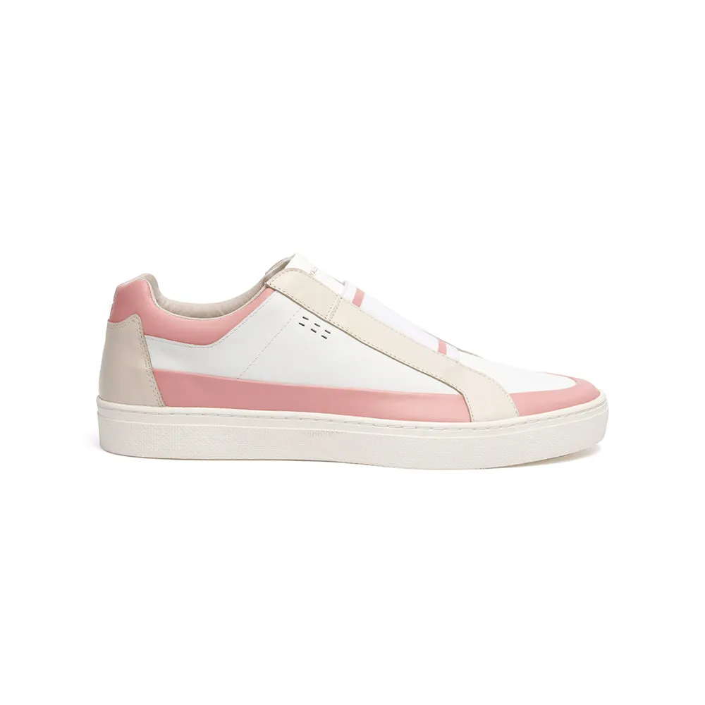 Men's King White Pink Leather Sneakers 04292-010