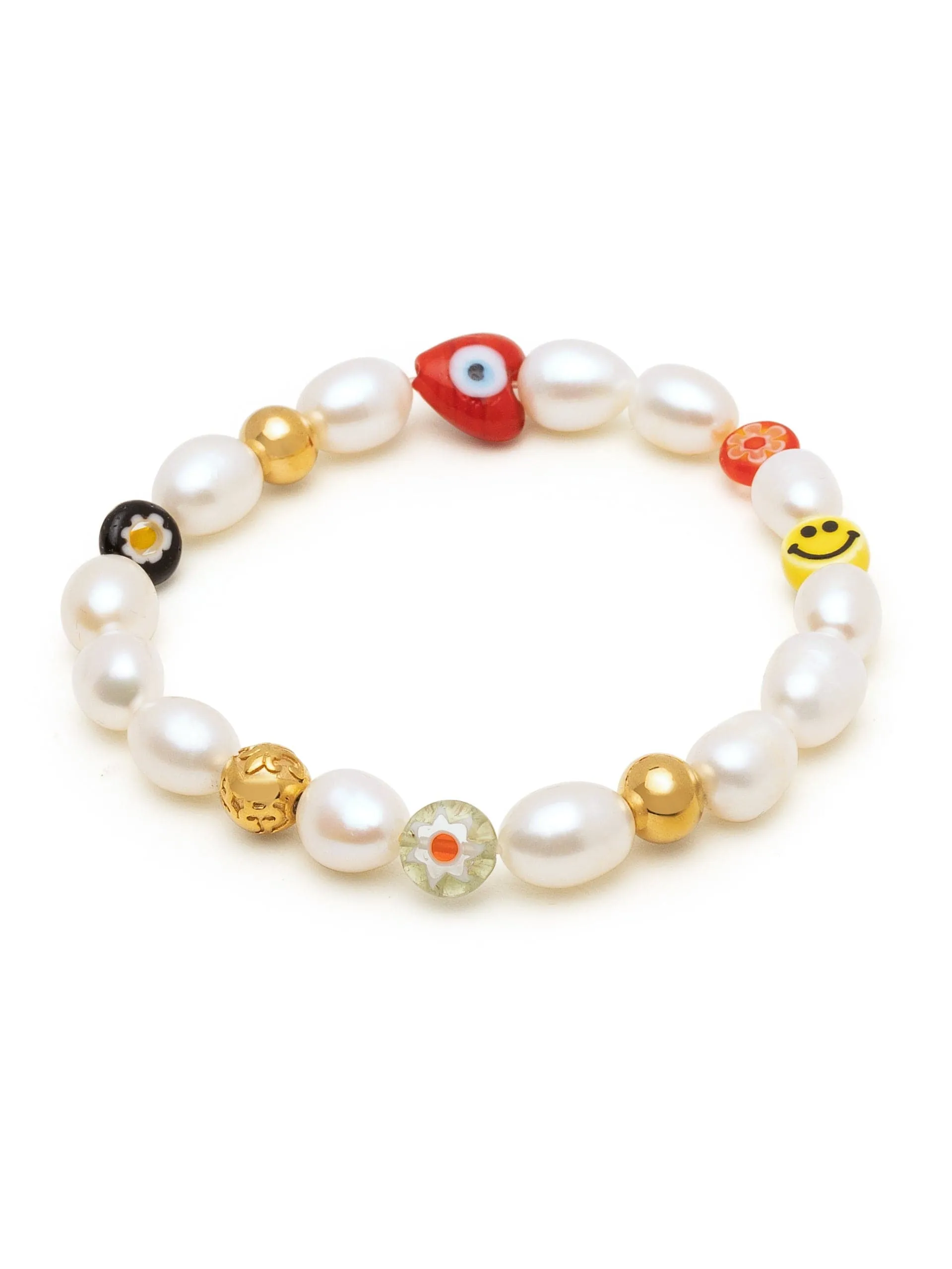 Men's Smiley Face Pearl Bracelet