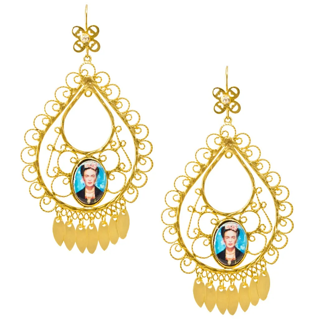 Mexican Filigree Earrings from Oaxaca - Frida Kahlo Image