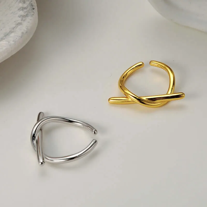 Minimalist Adjustable Geometric Line Band Ring