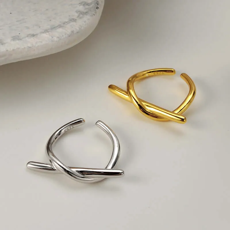 Minimalist Adjustable Geometric Line Band Ring