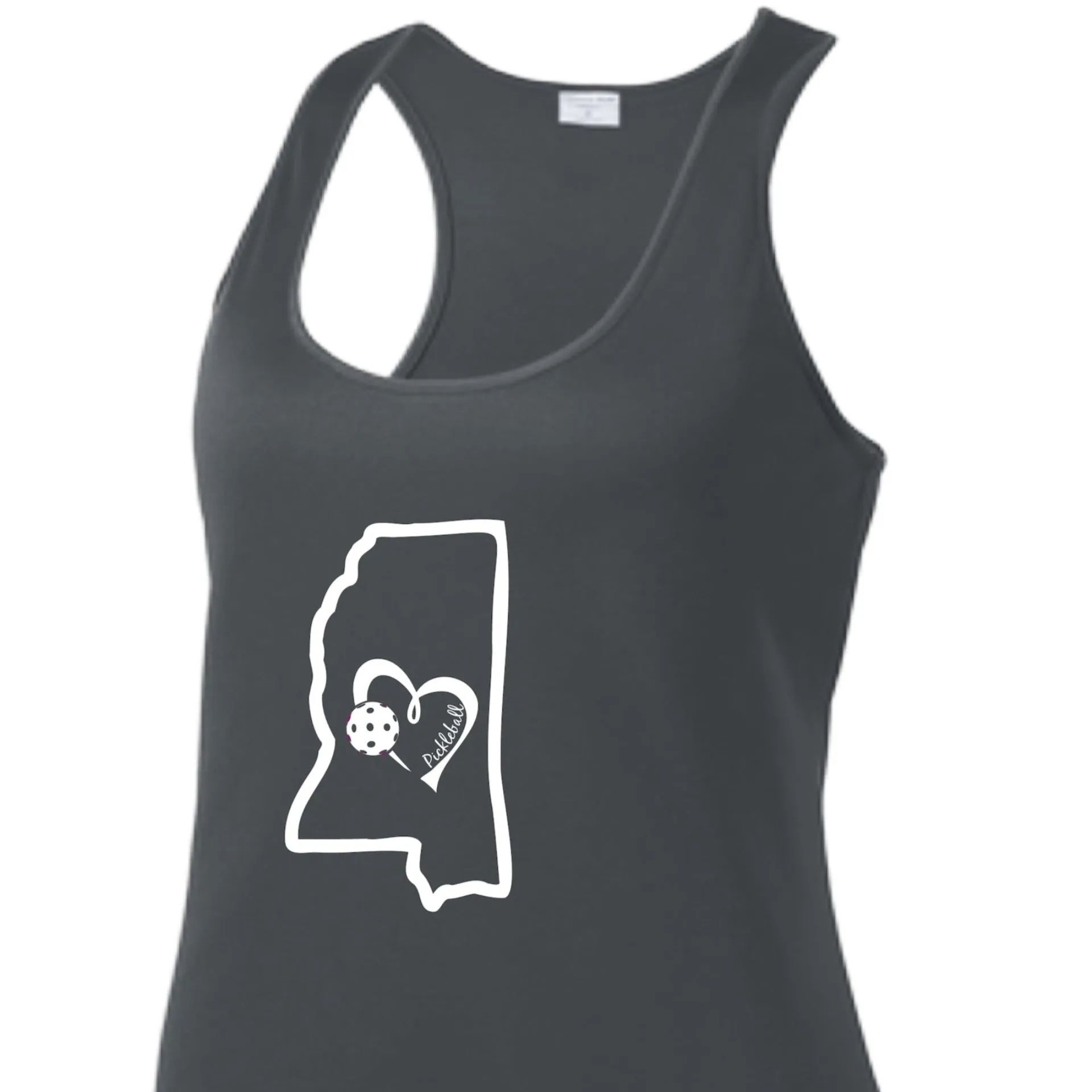 Mississippi State With Pickleball Love | Women’s Racerback Tank | 100% Polyester