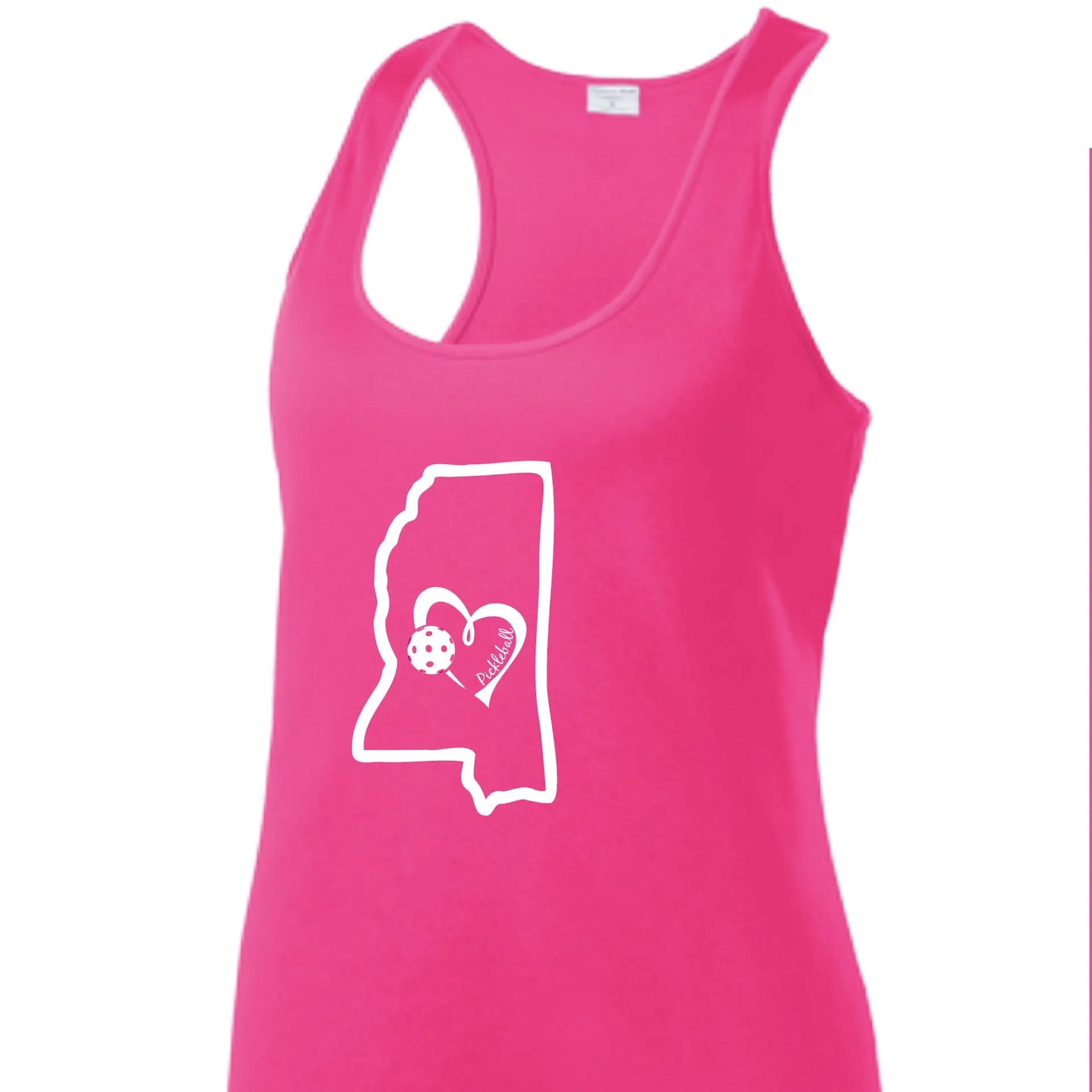 Mississippi State With Pickleball Love | Women’s Racerback Tank | 100% Polyester