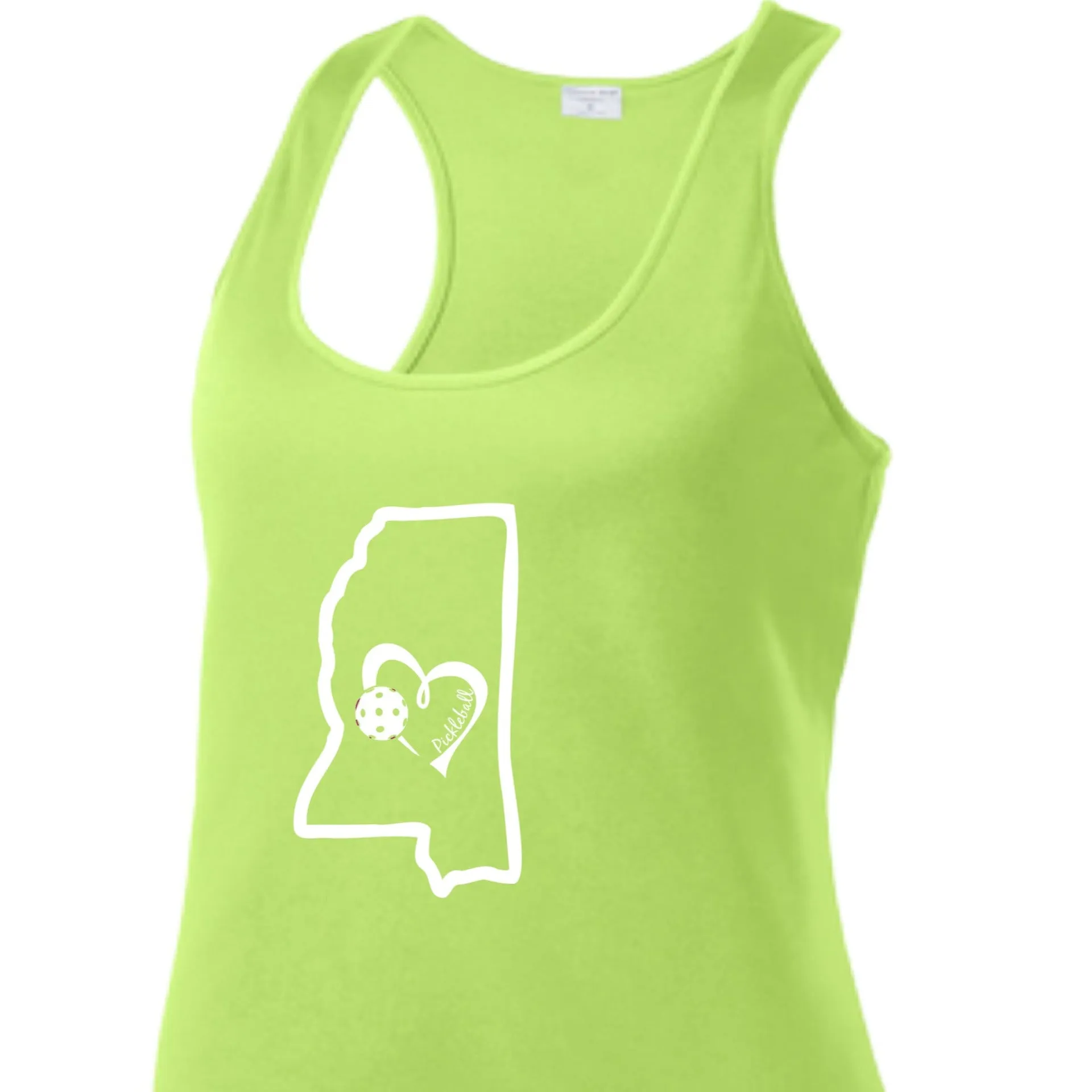 Mississippi State With Pickleball Love | Women’s Racerback Tank | 100% Polyester