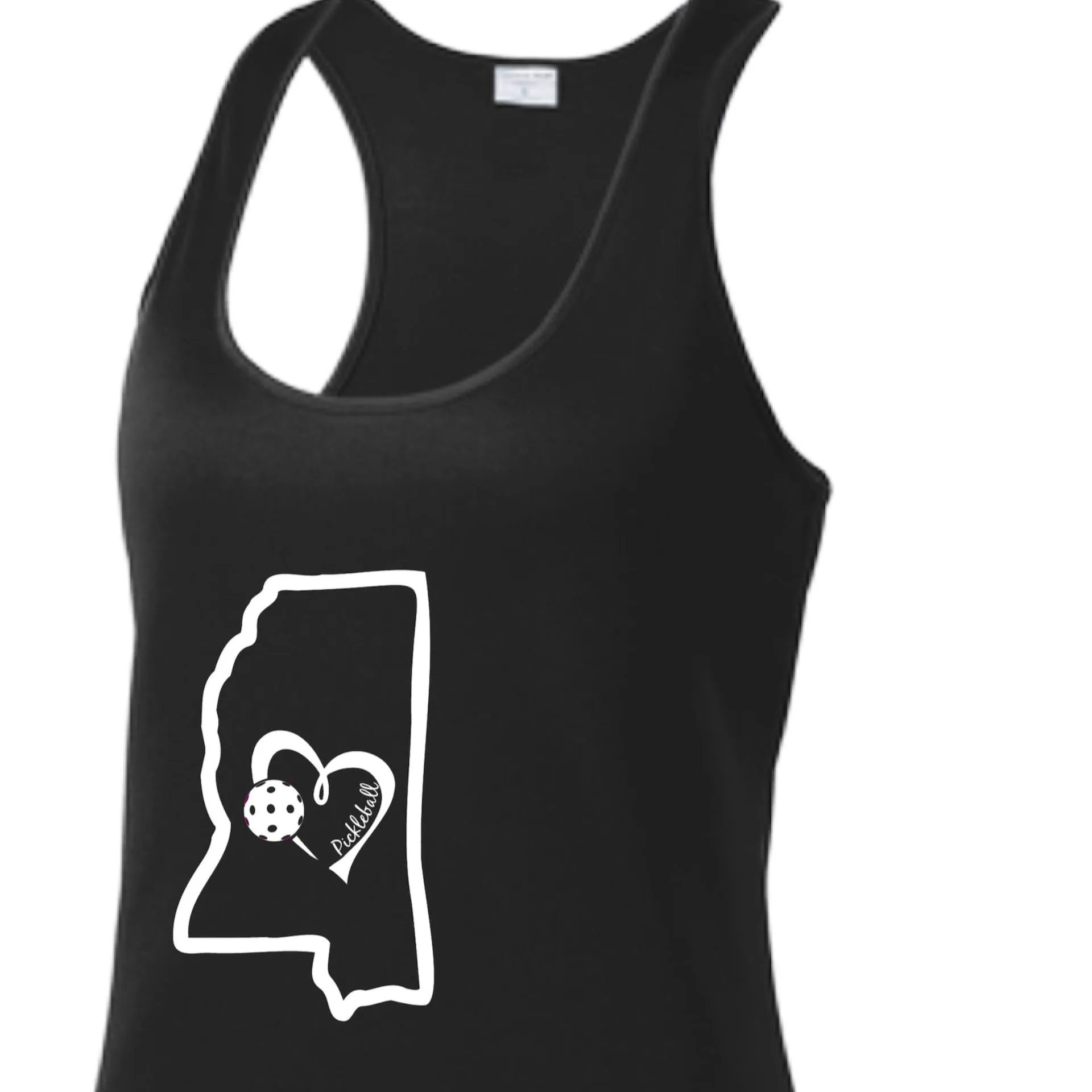 Mississippi State With Pickleball Love | Women’s Racerback Tank | 100% Polyester