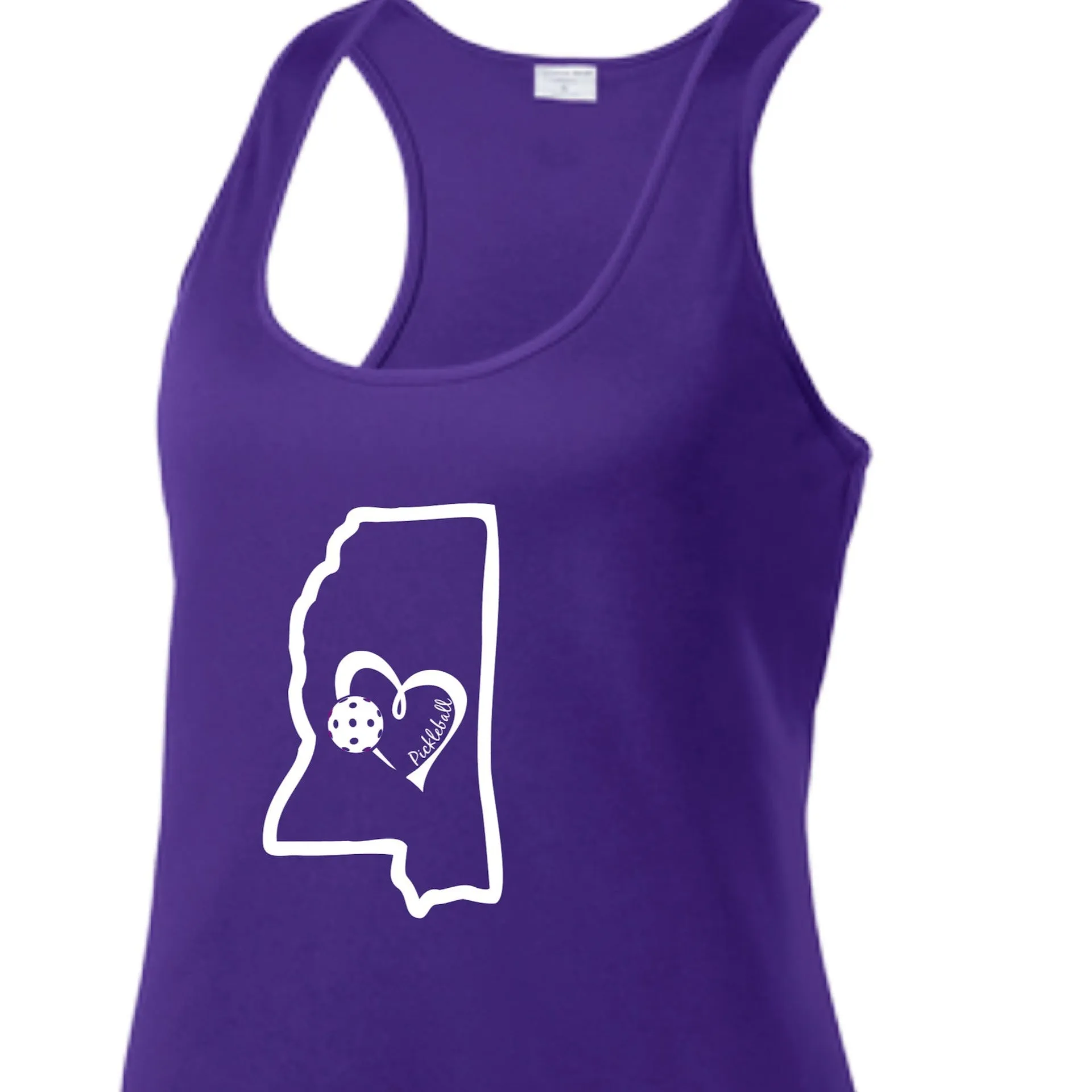 Mississippi State With Pickleball Love | Women’s Racerback Tank | 100% Polyester