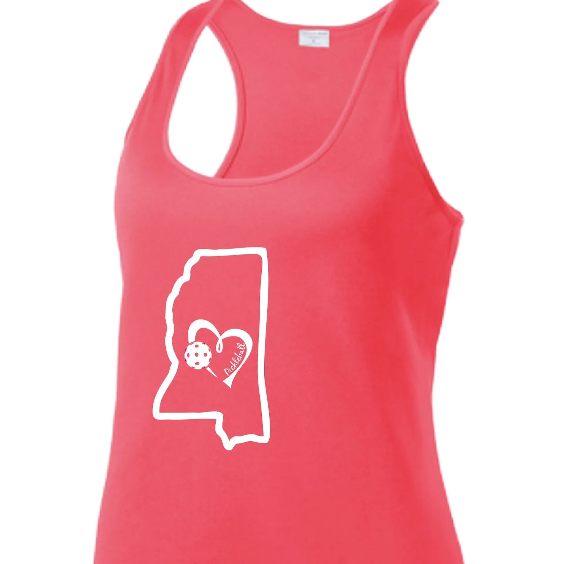 Mississippi State With Pickleball Love | Women’s Racerback Tank | 100% Polyester