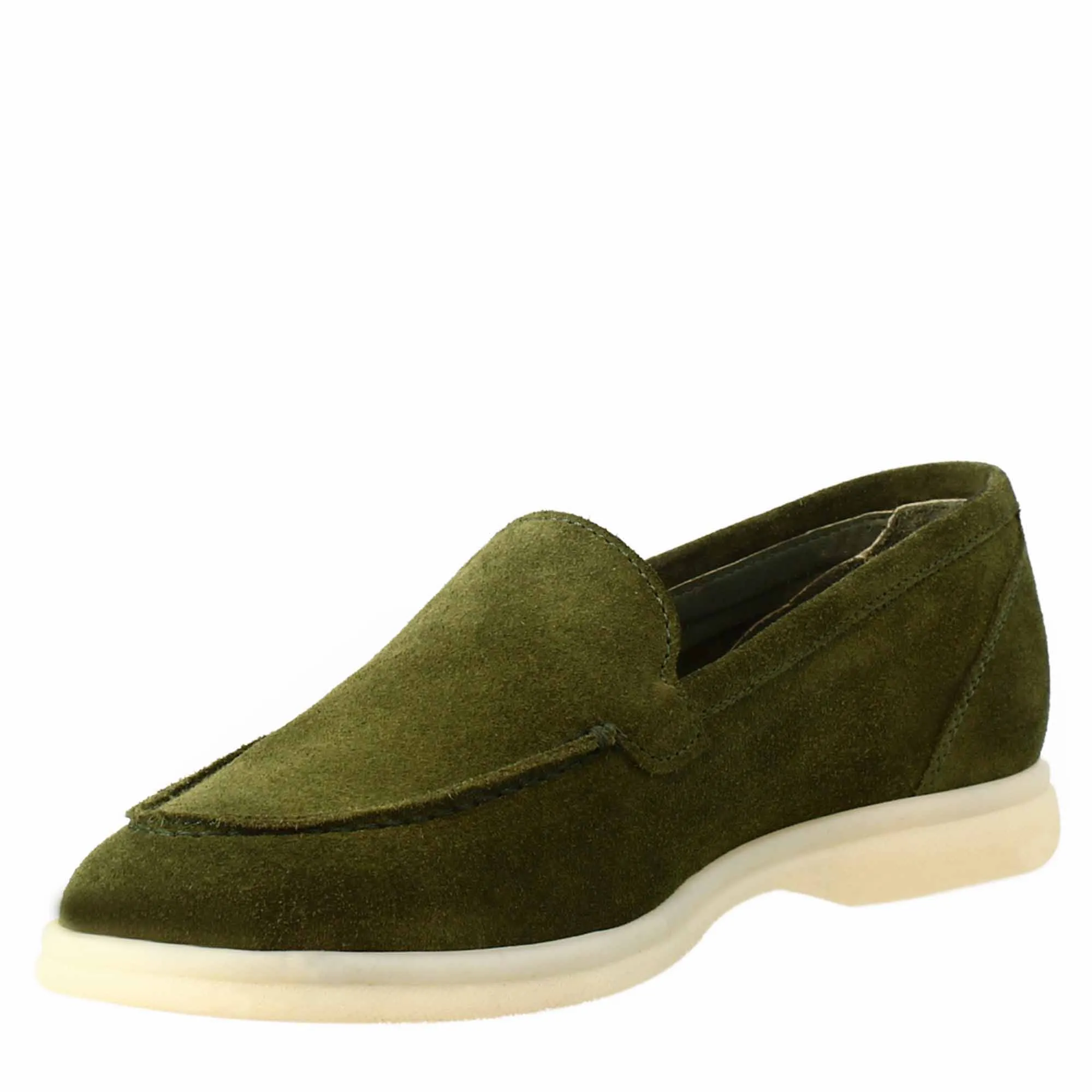 Mocassino flessibile da donna in pelle scamosciata verde