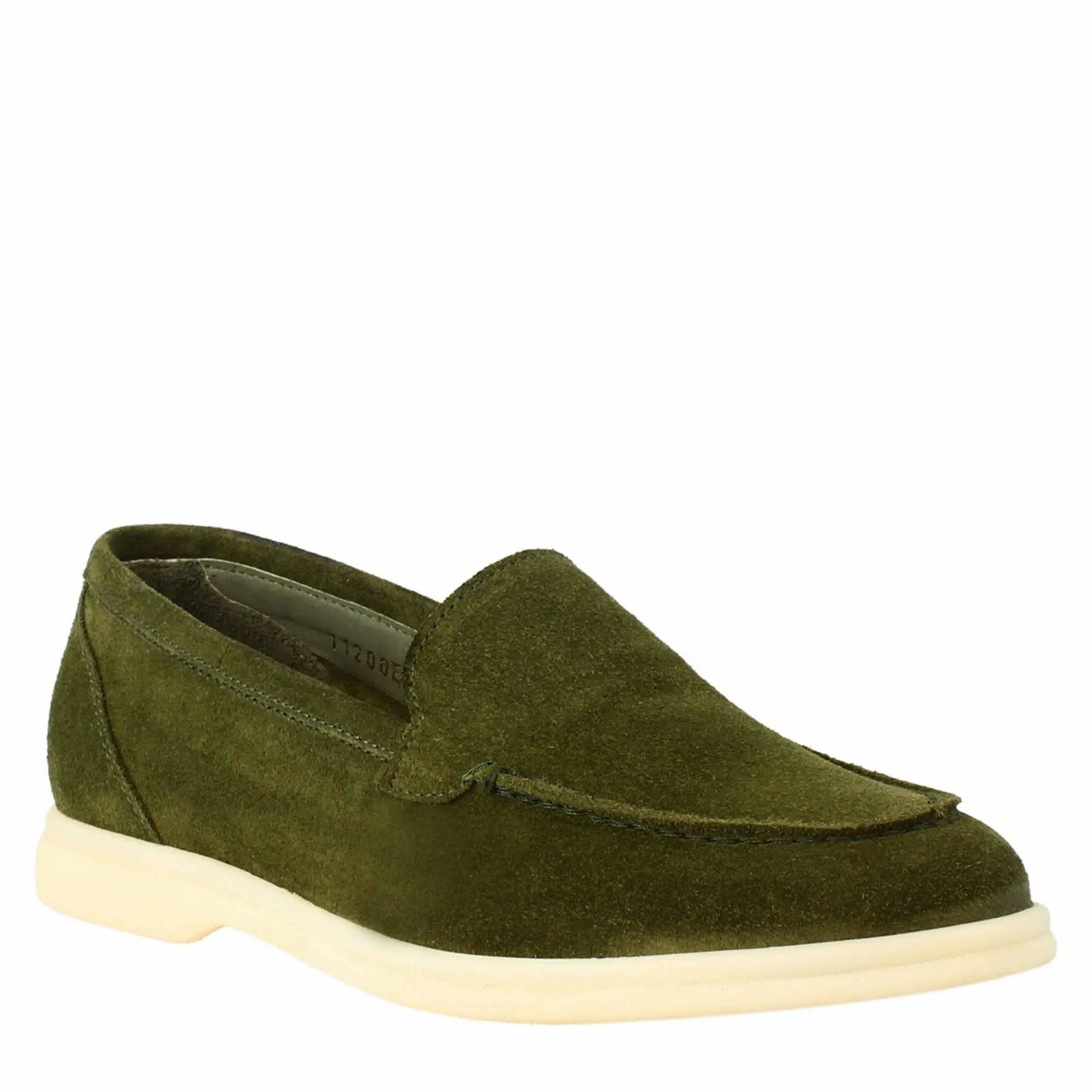 Mocassino flessibile da donna in pelle scamosciata verde