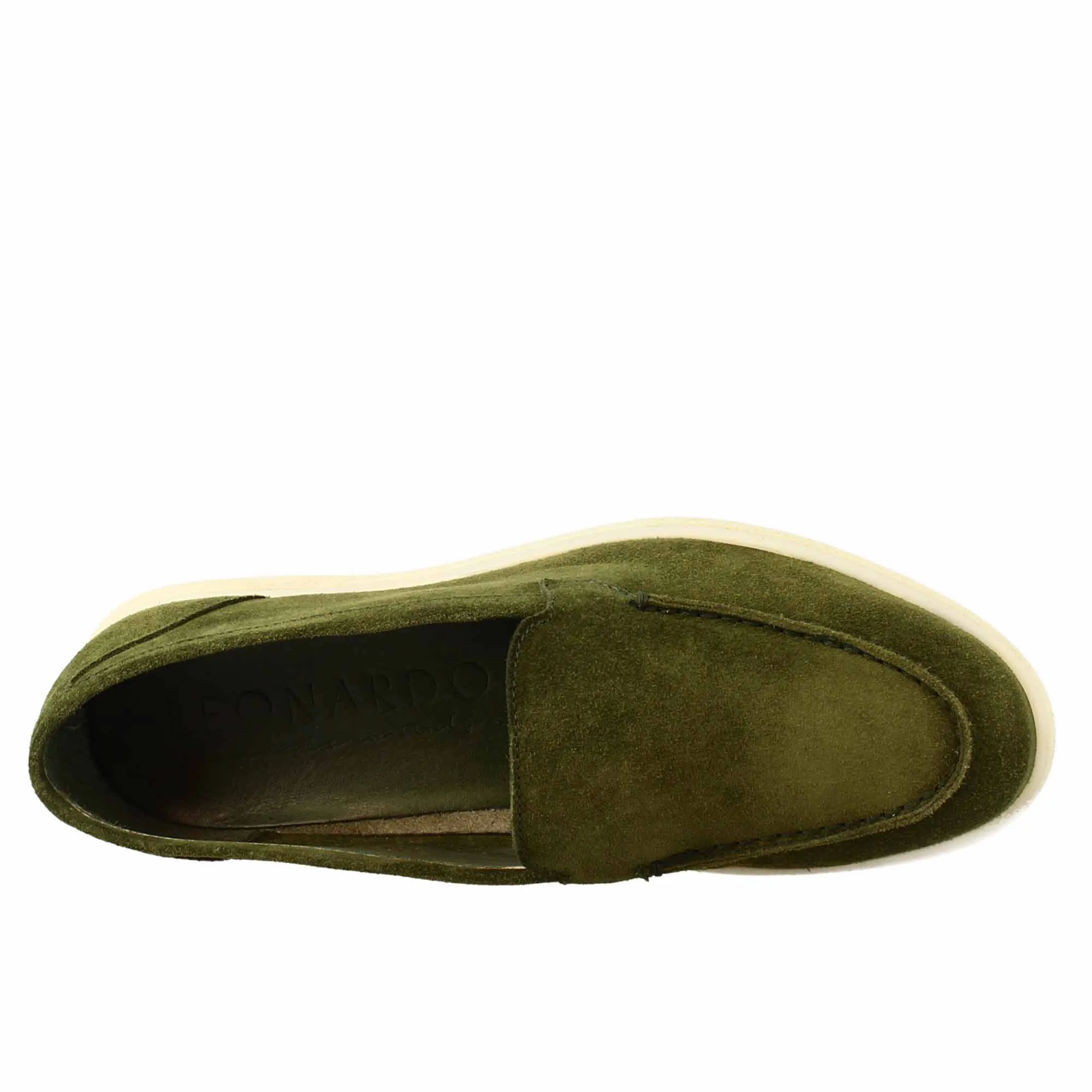 Mocassino flessibile da donna in pelle scamosciata verde