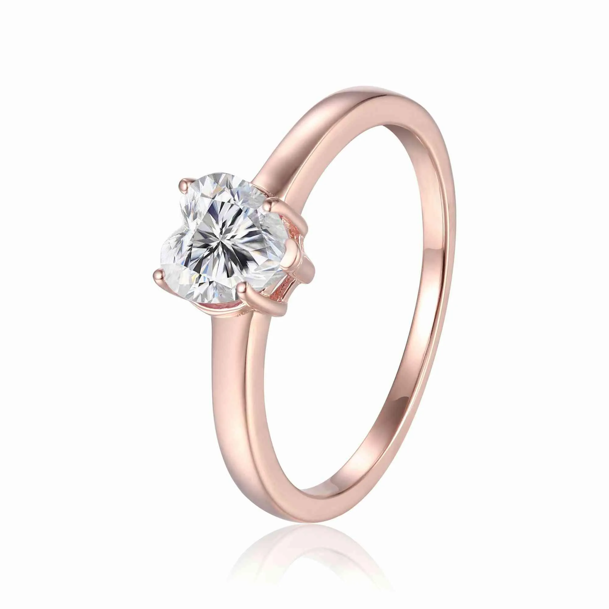 Moissanite Solitaire Heart Ring