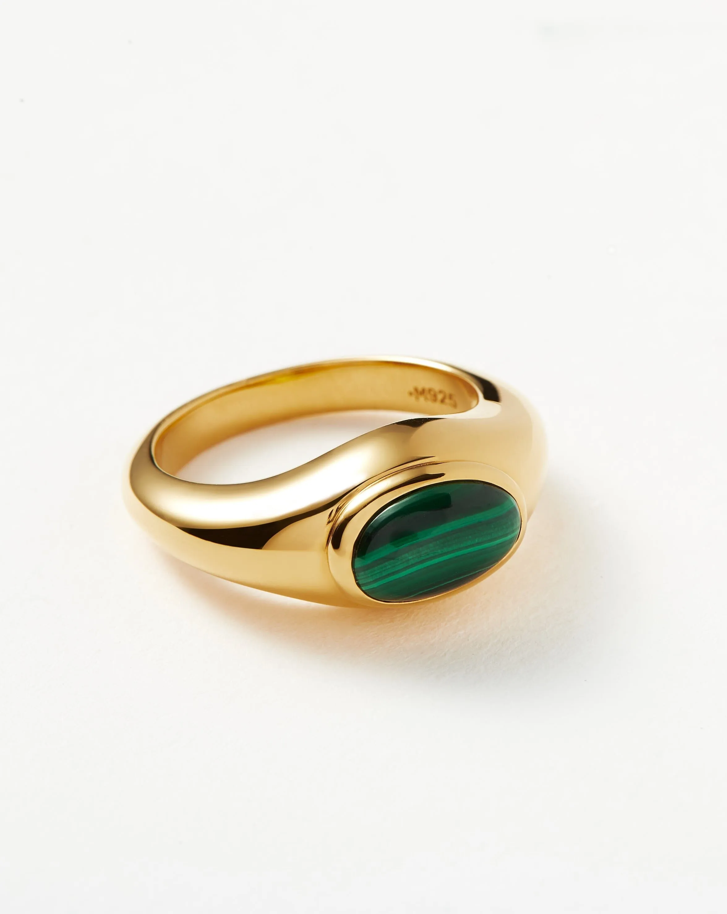 Molten Gemstone Ring | 18ct Gold Plated Vermeil/Malachite