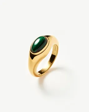 Molten Gemstone Ring | 18ct Gold Plated Vermeil/Malachite