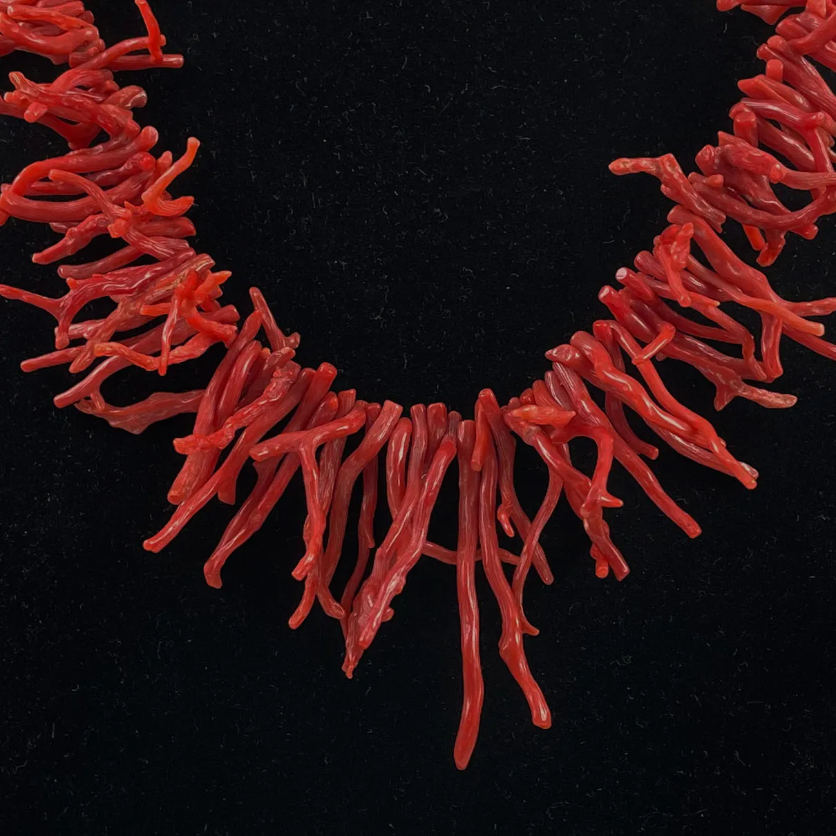 Native American Red Coral Sterling Silver Necklace