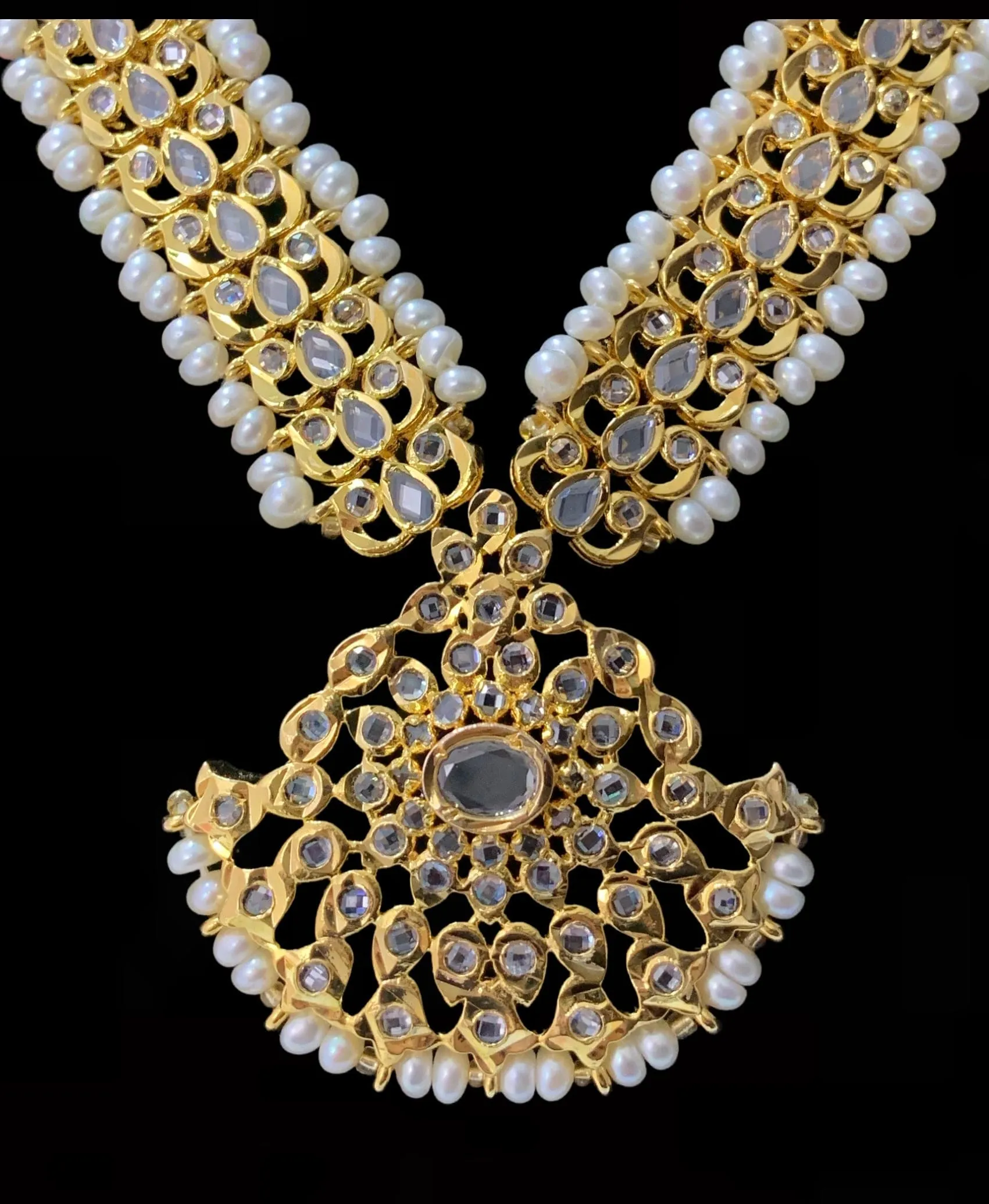 NS109 Ujwala Hyderabadi freshwater pearl   necklace set with earrings (READY TO SHIP )