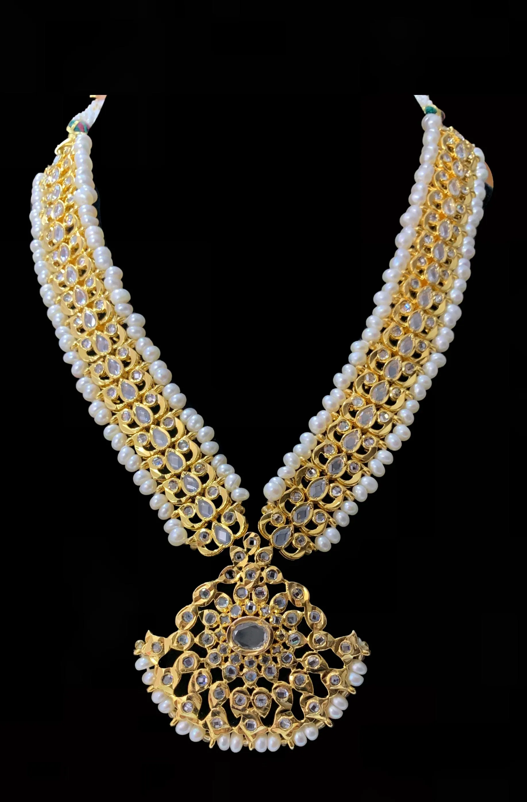 NS109 Ujwala Hyderabadi freshwater pearl   necklace set with earrings (READY TO SHIP )