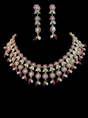 NS219 Neha jadau necklace set ( ruby  pearl ) - SHIPS IN 4 WEEKS