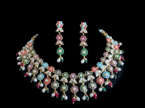 NS258 Neha jadau necklace set ( Navratan   pearl ) - SHIPS IN 4 WEEKS