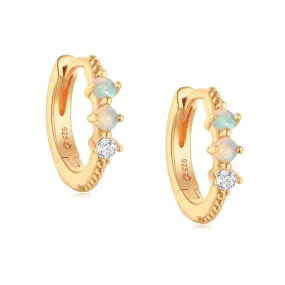 Opal Gold Huggie Hoop Earrings