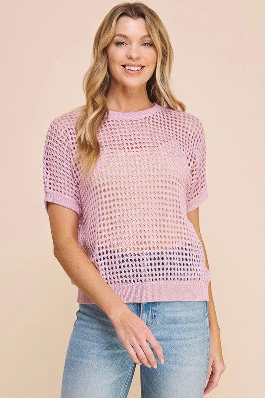 Open To Weave Top - Cream Pink Silver