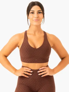 Optic V-Neck Sports Bra - Chocolate