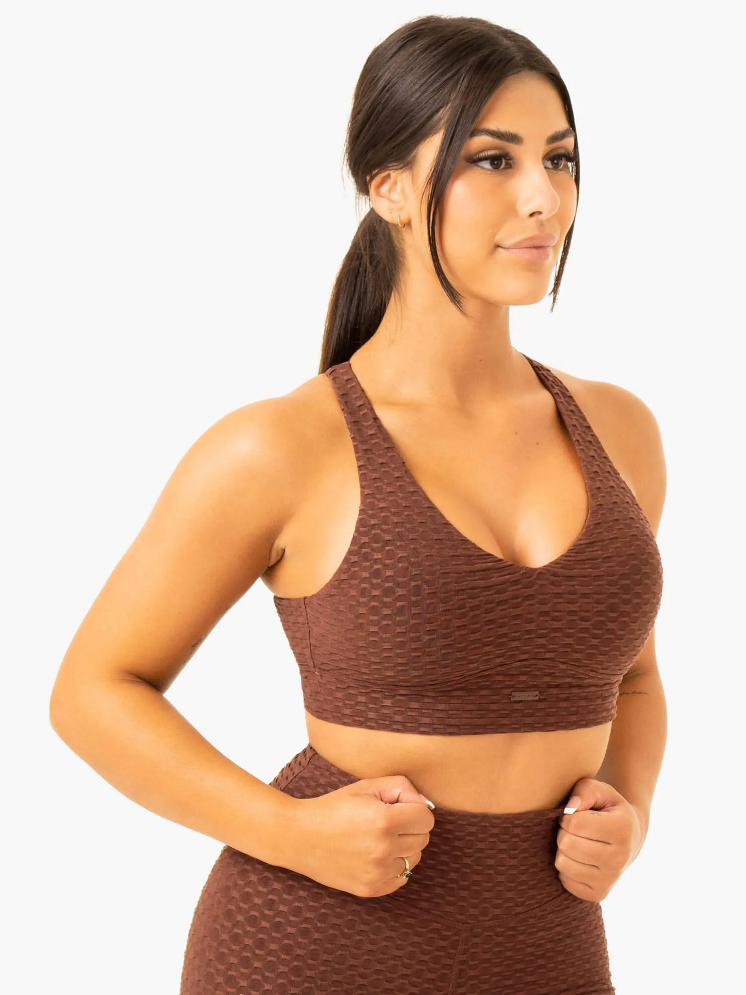 Optic V-Neck Sports Bra - Chocolate